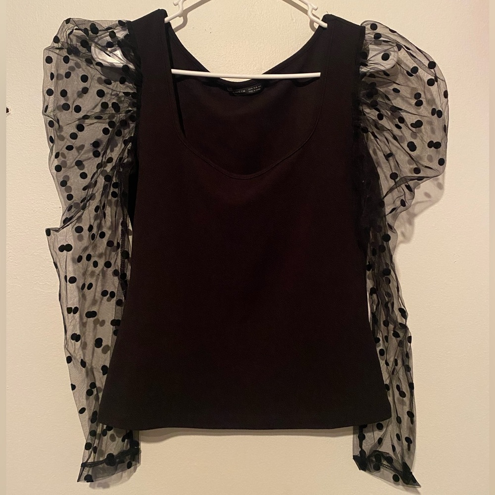 black long sleeve mesh top